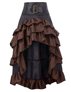 Damen Steampunk Gothic Schwarz Spitze Rock Lang Röcke von Zooma