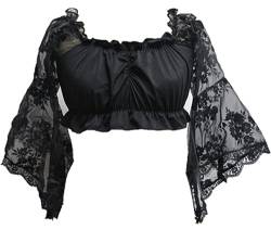 Zooma Damen Sexy Korsett Bustier aus Spitze mit Rock aus Tüll, floral, Mieder Kostüm Gothic, Schwarz (langärmlig), 4X-Large von Zooma