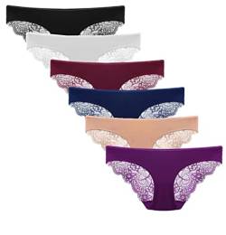 Zooma Damen Spitze Slips Lace Unterwasche Soft Hipster Panties 6 Pack,Farbe 1,S von Zooma