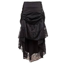 Zooma Frauen Vintage Steam Punk Rock Kostüm Slip Unterrock Schwarz Mesh Hohe Taille Midi Maxi Lange Rock (0860-Schwarz, M) von Zooma