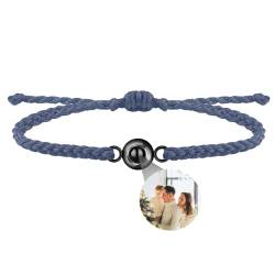 Benutzerdefinierte Foto Armband für Paare Personalisierte Foto Projektion Armband Einstellbare handgemachte geflochtene Seil Handgelenk Armreif Ich liebe dich Projektion Armband in 100 Sprachen von Zopmopae