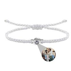 Benutzerdefinierte Foto Projektion Armband für Paare personalisierte Foto Armband einstellbar handgemachte geflochtene Seil Handgelenk Armreif Ich liebe dich Projektion Armband für Männer Frauen von Zopmopae