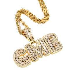 Custom Iced Out Namenskette Personalisierte Bubble Letter Halskette 18 Karat Gold Silber Hip Hop Diamant Namenskette Kette für Männer Frauen A-Z Anfangsbuchstabe Namenskette mit Seil/Tenniskette von Zopmopae