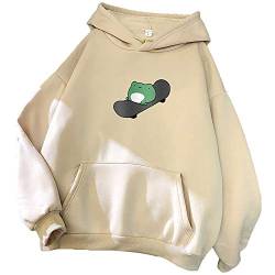 Kawaii Frosch Hoodie Frauen Skateboarding Frosch Kapuzenpullover Langarm Pullover Sweatshirt Tops mit Tasche für Mädchen Frauen von Zopmopae