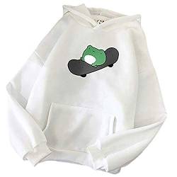 Kawaii Frosch Hoodie Frauen Skateboarding Frosch Kapuzenpullover Langarm Pullover Sweatshirt Tops mit Tasche für Mädchen Frauen von Zopmopae