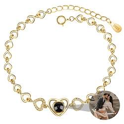 Personalisiertes Foto Armband Benutzerdefinierte Bild Projektions Armbänder Ich liebe dich Armband 100 Sprachen Projektions armband Herz Projektions Armband mit Bild im Inneren für Frauen Männer von Zopmopae