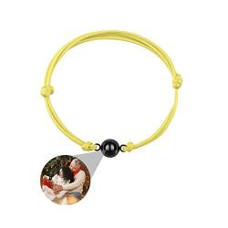 Zopmopae Benutzerdefinierte Foto-Armband mit Bild im Inneren personalisierte Kreis Foto Armband geflochtene Seil Foto Projektion Armband für Männer Frauen Paar besten Freund von Zopmopae