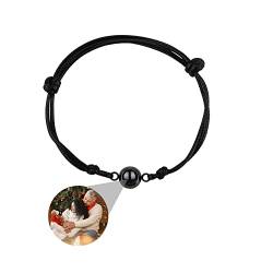 Zopmopae Benutzerdefinierte Foto-Armband mit Bild im Inneren personalisierte Kreis Foto Armband geflochtene Seil Foto Projektion Armband für Männer Frauen Paar besten Freund von Zopmopae