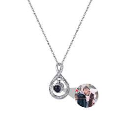Zopmopae Personalisierte Foto-Halskette mit Bild im Inneren Unendlichkeits-Bild-Halskette für Frauen Kreis-Fotoprojektions-Halskette Individuelle Fotogeschenke für Mutter, Freundin, Frau, Mädchen von Zopmopae