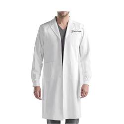 Zopmopae Personalisierter bestickter Laborkittel für Männer, weißer Laborkittel mit individuellem Namen, langärmliges weißes Laborkittel-Arzt-Outfit mit Monogramm für Männer und Frauen von Zopmopae