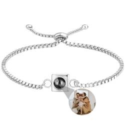 Zopmopae Personalisiertes Armband mit Bild innen, Individuelle Foto Projektion Armband, Kreis Bild Armband personalisiert, Foto-Gedenk-Armband für Frauen Freundin Mutter Männer Haustiere von Zopmopae