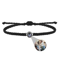 Zopmopae Personalisiertes Foto-Armband für Frauen Männer Personalisiertes Foto-Projektions-Armband Verstellbares handgefertigtes geflochtenes Seil-Kreis-Foto-Armband für ihn ihre Paare von Zopmopae