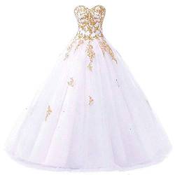 Zorayi Damen Elegante Liebsten Lang Tüll Formellen Abendkleid Ballkleid Hochzeitskleider Weiß Größe 36 von Zorayi