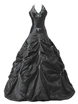 Zorayi Damen Lang Neckholder TAFT Formellen Abendkleid Partykleid Prom Ballkleider Schwarz Größe 34 von Zorayi