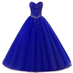 Zorayi Damen Liebsten Lang Tüll Formellen Abendkleid Ballkleid Festkleider Blau Größe 34 von Zorayi