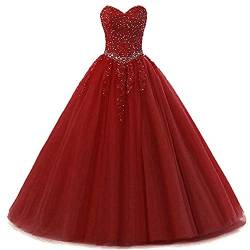 Zorayi Damen Liebsten Lang Tüll Formellen Abendkleid Ballkleid Festkleider Burgund Größe 44 von Zorayi