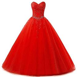 Zorayi Damen Liebsten Lang Tüll Formellen Abendkleid Ballkleid Festkleider Rot Größe 46 von Zorayi