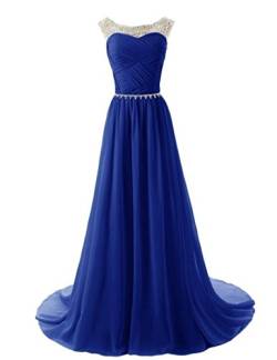 Zorayi Damen Perlen Lang Formale Abschlussball Abendkleid Brautjungfer Kleider Blau Größe 38 von Zorayi