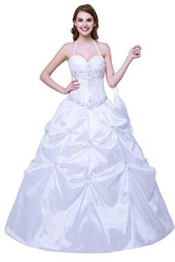 Zorayi Damen Schlicht TAFT Halfter Ballkleid Hochzeitskleid Brautkleider Weiß Größe 60 von Zorayi