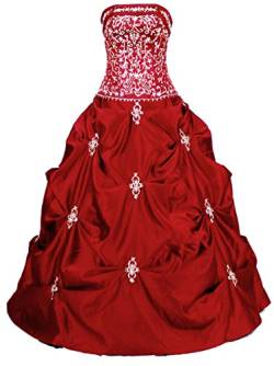 Zorayi Damen Trägerlos Stickerei Satin Formale Abendkleid Ballkleid Hochzeits Brautkleider Rot Größe 60 von Zorayi