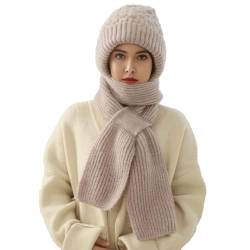 Integrated Ear Protection Windproof Cap Scarf，Integrierter GehöRschutz Winddichte MüTze Schal，MüTzenschal Damen (Beige) von Zorkrin