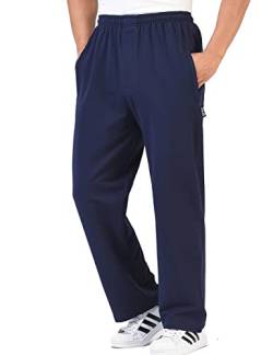 Zoulee Herren-Jogginghose aus Baumwolle mit Reißverschluss vorne, Mitteldick, Marineblau, Groß von Zoulee