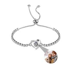 Zounghy Personalisierte Foto Armband mit Bild im Inneren, benutzerdefinierte Herz Foto Projektion Armband, Herz Bild Armband, Weihnachten/Geburtstag Geschenk für Frauen beste Freundin von Zounghy