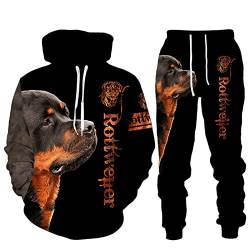 Rottweiler 3D Gedruckt Hoodie Anzug Herren Herbst und Winter Casual Sweater Sweatpants Sportswear Anzug, 16564, Large von Zouyeeph