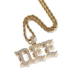 Benutzerdefinierte Old English Name Halskette personalisierte Iced Out Anhänger Kette benutzerdefinierte Skript Initial Namensschild Halsketten Hip Hop Diamantkette Anhänger Halskette für Männer von ZqlDDayUP