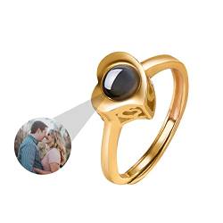Benutzerdefinierte Ring mit Bild für Frauen personalisierte Foto Ring Herz Versprechen Ring 925 Sterling Silber Rose geformt Verlobungsring Romantisches Geschenk für Valentinstag, Geburtstag von ZqlDDayUP