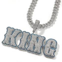 Benutzerdefinierter Buchstabenanhänger personalisierte Halskette mit Anfangsnamen bunte Diamanten Namenskettenanhänger mit Iced Out-Buchstaben Namenskette, Namensschild Hip-Hop-Schmuck für Männer von ZqlDDayUP