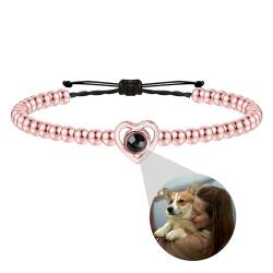 Individuelles Armband mit Bild innen personalisierte Foto Projektion Armband Ich liebe dich Bild Armband verstellbare Seil Armbänder Herz Charme Armband Paare Armbänder für Paar beste Freundin von ZqlDDayUP