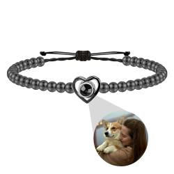 Individuelles Armband mit Bild innen personalisierte Foto Projektion Armband Ich liebe dich Bild Armband verstellbare Seil Armbänder Herz Charme Armband Paare Armbänder für Paar beste Freundin von ZqlDDayUP