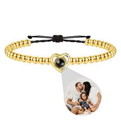 Individuelles Armband mit Bild innen personalisierte Foto Projektion Armband Ich liebe dich Bild Armband verstellbare Seil Armbänder Herz Charme Armband Paare Armbänder für Paar beste Freundin von ZqlDDayUP