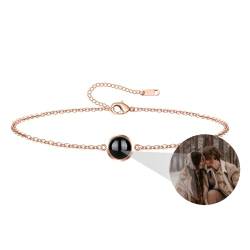 Personalisierte Foto Projektion Armband mit Bild im Inneren, benutzerdefinierte Foto-Armband 925 Sterling Silber Ich liebe dich Armband Kreis Foto Armband oder Anklet Memorial Geschenk für Frauen von ZqlDDayUP