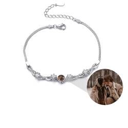 Personalisierte Foto Projektion Armband mit Bild im Inneren, benutzerdefinierte Foto Armband 925 Sterling Silber Runde Charm Armbänder einstellbar benutzerdefinierte Kreis Foto Armband für Frauen von ZqlDDayUP