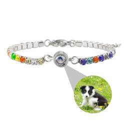 Personalisiertes Armband mit Bild innen benutzerdefinierte Kreis Foto Projektion Armband 100 Sprachen Ich liebe dich Armband Cubic Zirkonia Charm Armband Klassische Tennis-Armband für Frauen Männer von ZqlDDayUP