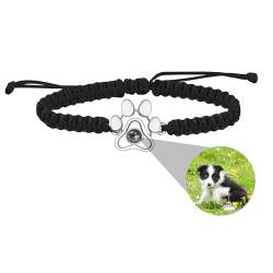 ZqlDDayUP Benutzerdefinierte Bild Armband personalisierte Foto Armband Hund Pfote Projektion Armband mit Bild im Inneren Paw Charm Memory Armband Geschenke für Tierliebhaber von ZqlDDayUP