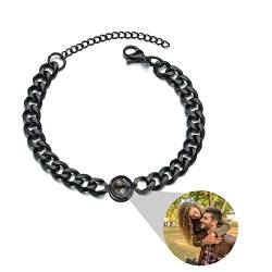 ZqlDDayUP Benutzerdefinierte Foto-Armband Figaro Link Chain für Männer Bild Armband personalisierte Kreis Foto Projektion Armband mit Bild im Inneren Cuban Link Armband Paar Armband für Paar Er ihr von ZqlDDayUP