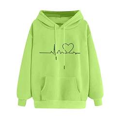 Damen Hoodie mit Kapuze EKG-Muster Kawaii Kapuzenpullover Locker Langarmshirt Pullover Sweatshirt Bequeme Hoodies Damen Süss Sweatshirts Damen Langarm Pulli Oberteile Teenager Mädchen Hoodies Shirt von Zshosam