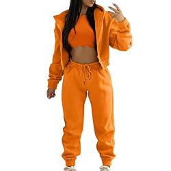 Damen Jogginganzug Traingsanzug Sportanzug Weicher Pullover Anzug 2 Stück Set Hoodie Langarm Sweatshirt 2 Teilig Sport Bekleidungs Freizeitanzug Lange Ärmel Top + Hose Sportanzug Hosenanzug Damen von Zshosam