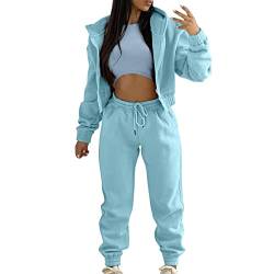 Damen Jogginganzug Traingsanzug Sportanzug Weicher Pullover Anzug 2 Stück Set Hoodie Langarm Sweatshirt 2 Teilig Sport Bekleidungs Freizeitanzug Lange Ärmel Top + Hose Sportanzug Hosenanzug Damen von Zshosam