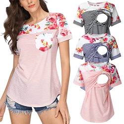 Damen Stillshirt Mode Blumen Drucken Umstandsmode Tshirt Still Nursing Tops Sommer Damen Umstandstop Schwangerschaft Lagendesign Damen Nursing T-Shirt Schwangere Umstandsshirt Damen Stillshirt von Zshosam