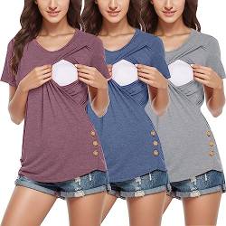 Damen Stilltop Kurzarm Umstandstop Sommer süßer Baby-Fußab Druck Aufdruck Umstandsmode Oberteile Schwangere T-Shirt Nursing Tops Umstandskleidung Umstandskleid Schwangerschaft Umstandstop kf080 von Zshosam