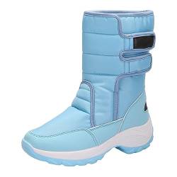 Schneestiefel Damen Wasserdicht, Stiefel für Damen mit Zipper Schneestiefel Warme Boots Winter Stiefeletten Damenschuhe Arbeitsschuhe Winterboots Damen Stiefel Outdoor (Stiefel Damen 01-Blue, 38) von Zshosam