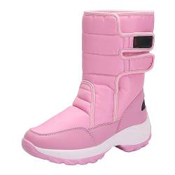 Schneestiefel Damen Wasserdicht, Stiefel für Damen mit Zipper Schneestiefel Warme Boots Winter Stiefeletten Damenschuhe Arbeitsschuhe Winterboots Damen Stiefel Outdoor (Stiefel Damen 01-Pink, 41) von Zshosam