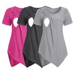 Stilltops Damen Baumwolle Damen Sommer Kurzarm Umstandsmode Lustige Baumwolle Weste Tops süße Umstandsmode T-Shirt Schwangere Frauen Baby in der Tasche T-Shirt Top Oberteil für Schwangere Z037 von Zshosam