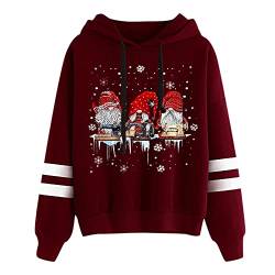 Weihnachtspullover Damen Lustig Sweatshirt Rentiermuster Weihnachtspullover Familie Set Weihnachten Pullover Strickpullover Unisex Christmas Teenager Mädchen Christmas Sweatshirt Pulli (B03-Wine, M) von Zshosam