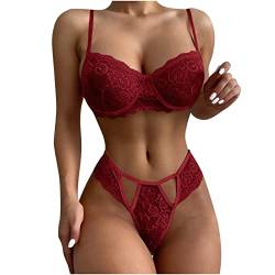 Zshosam Erotische Dessous-Set Damen Sexy Königsblau Erotik BH Lingerie Höhe Taille Reizwäsche Nachtwäsche Lace Spitze Unterwäsche und Slip Set Bodysuits Nachthemd Frontverschluss Babydoll Frauen von Zshosam