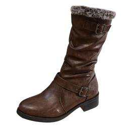 Zshosam Winterstiefel Damen Gefüttert, Stiefel für Ankle Boots Schneestiefel Warme Winter Stiefeletten Damenschuhe Arbeitsschuhe Winterboots Flach Wanderschuhe (Sc02-Coffee, 38) von Zshosam